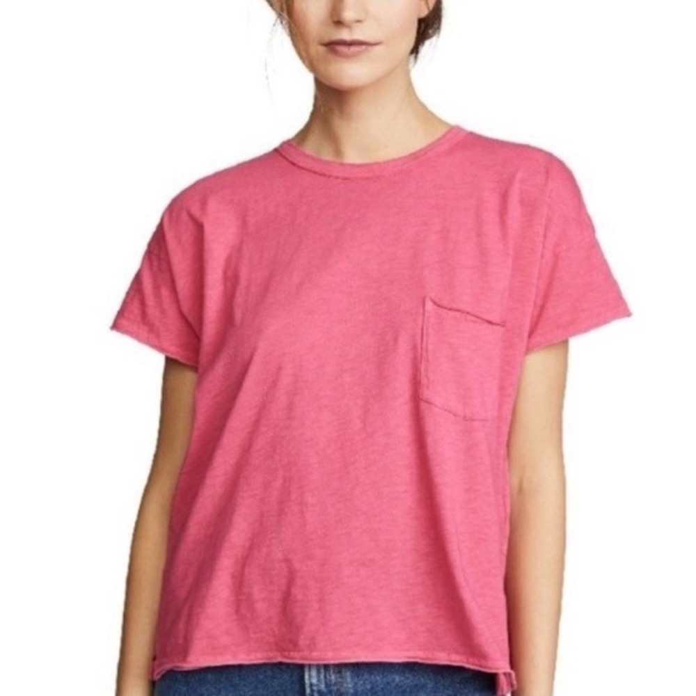 Rag & Bone Vintage‎ Crew Pocket Tee in Bright Rose XXS T-Shirt Short Sleeve READ